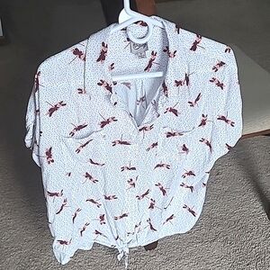 Vintage Como XL cotton front tied blouse,pre-loved